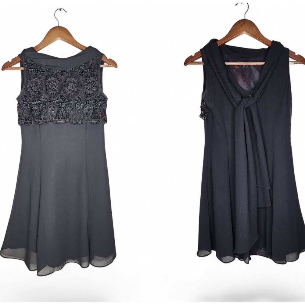 1990s Scott McClintock Lace Bodice Vintage Dress in Black Size 4